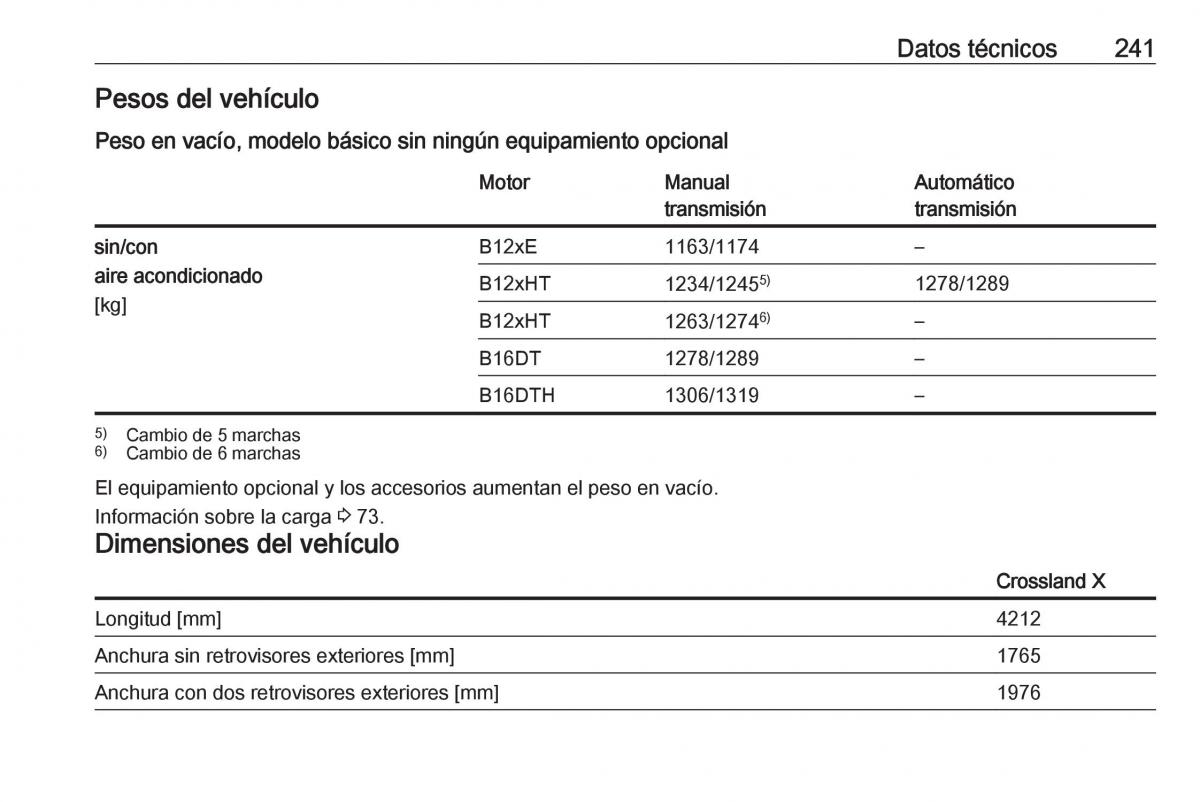 Opel Crossland X manual del propietario / page 243