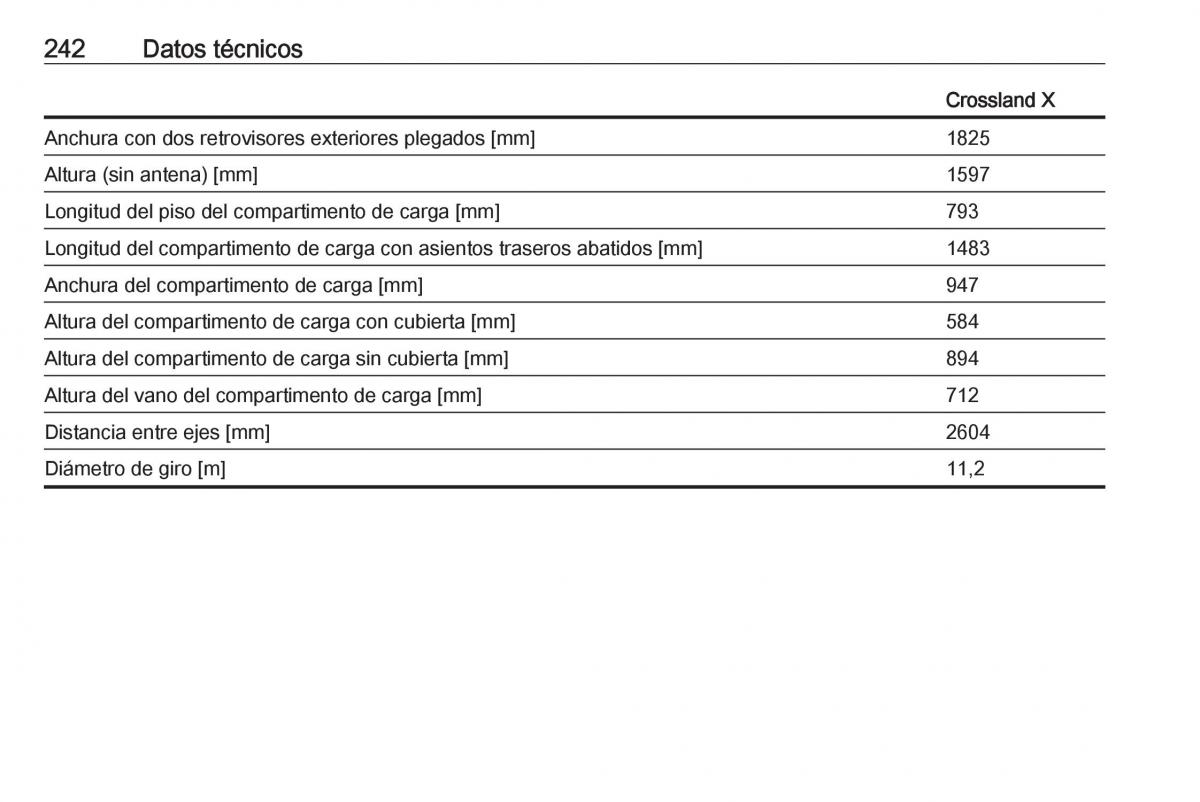 Opel Crossland X manual del propietario / page 244