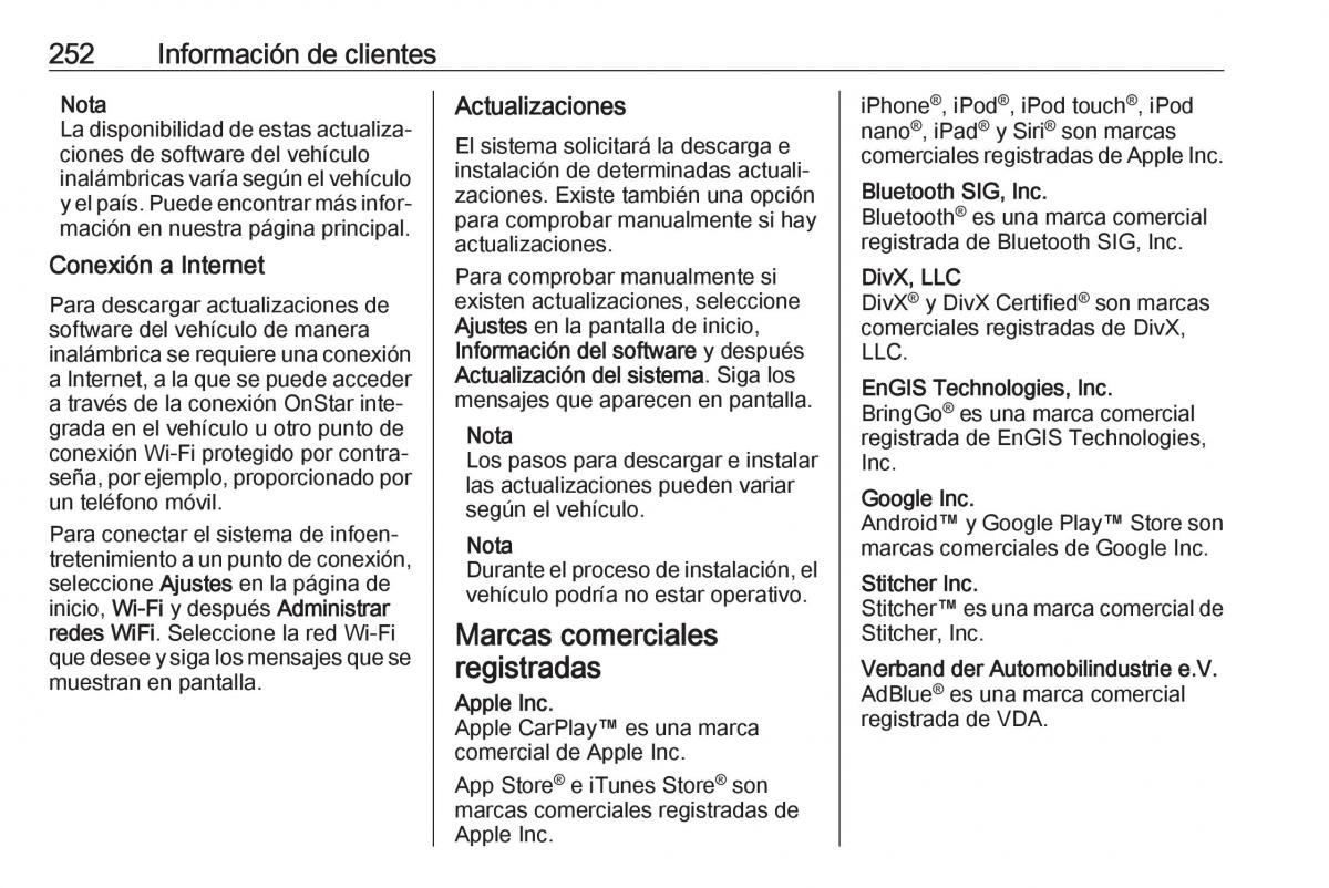 Opel Crossland X manual del propietario / page 254