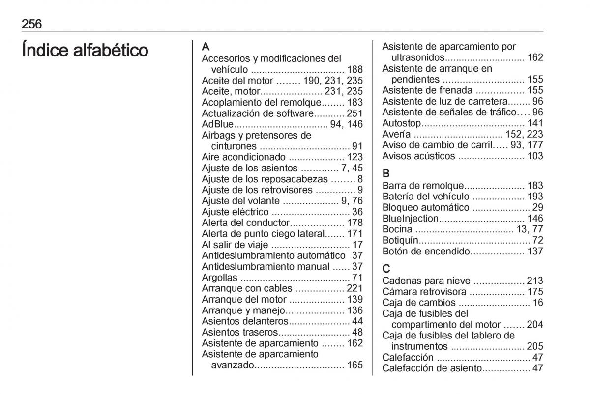 Opel Crossland X manual del propietario / page 258