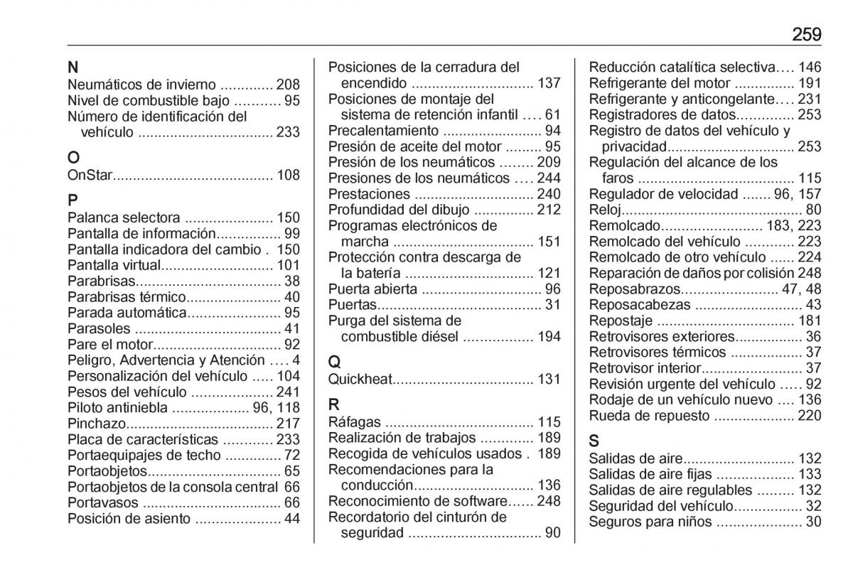 Opel Crossland X manual del propietario / page 261