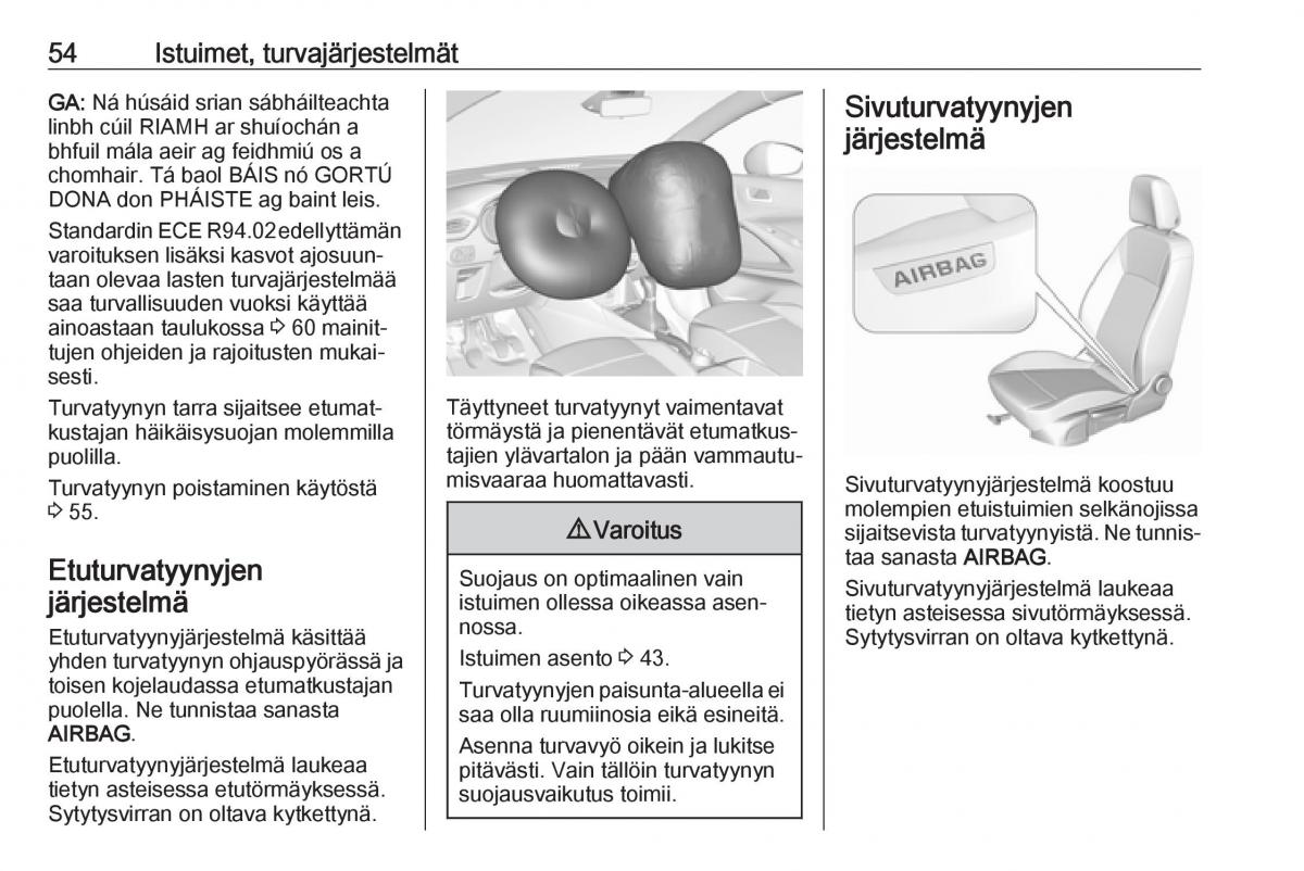 Opel Crossland X omistajan kasikirja / page 56