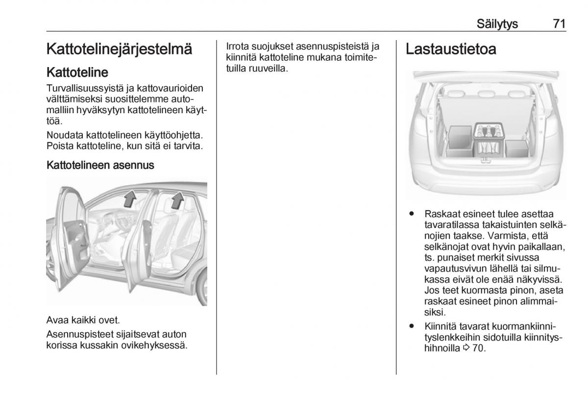 Opel Crossland X omistajan kasikirja / page 73