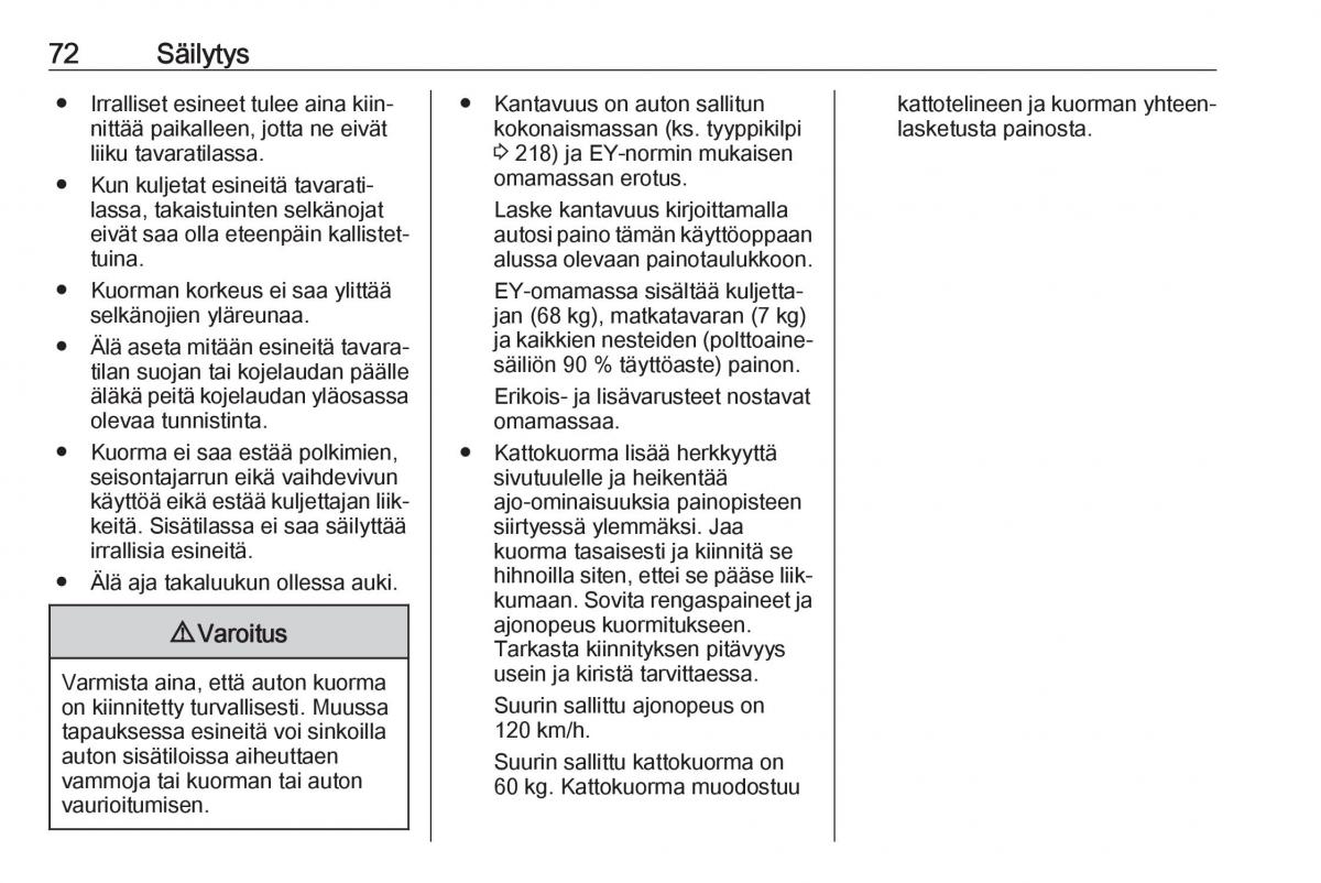 Opel Crossland X omistajan kasikirja / page 74