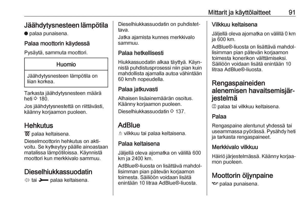 Opel Crossland X omistajan kasikirja / page 93