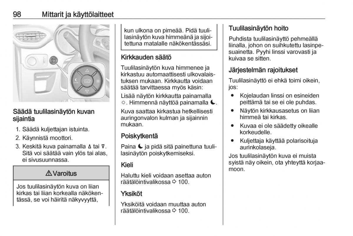 Opel Crossland X omistajan kasikirja / page 100