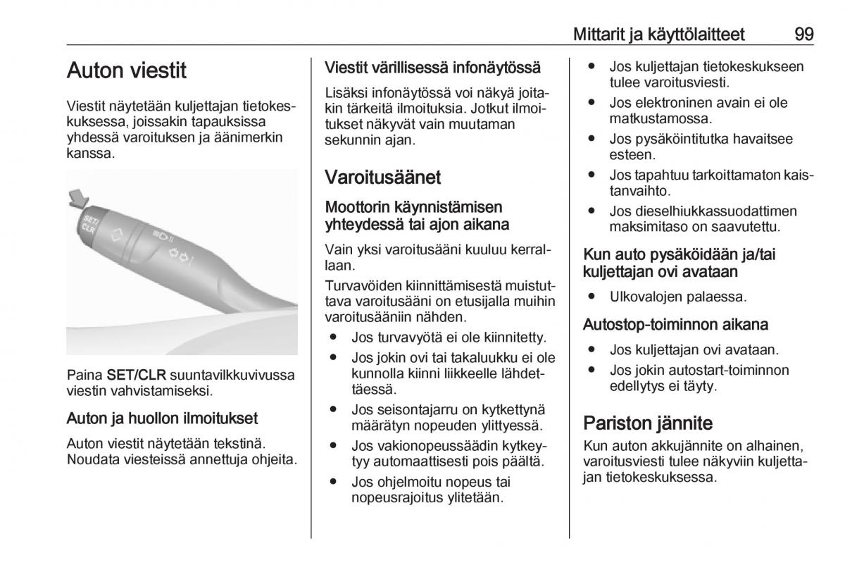 Opel Crossland X omistajan kasikirja / page 101