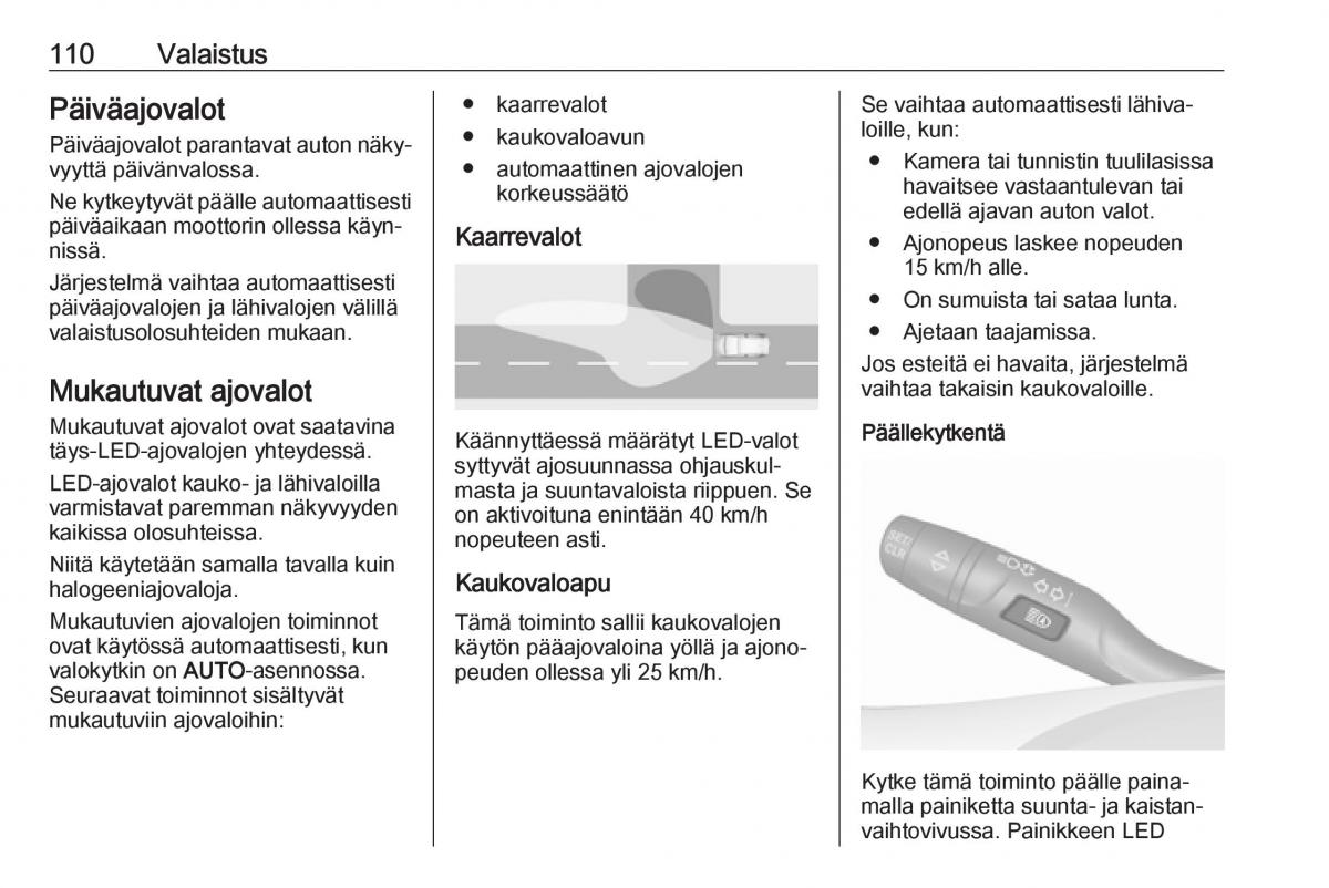 Opel Crossland X omistajan kasikirja / page 112