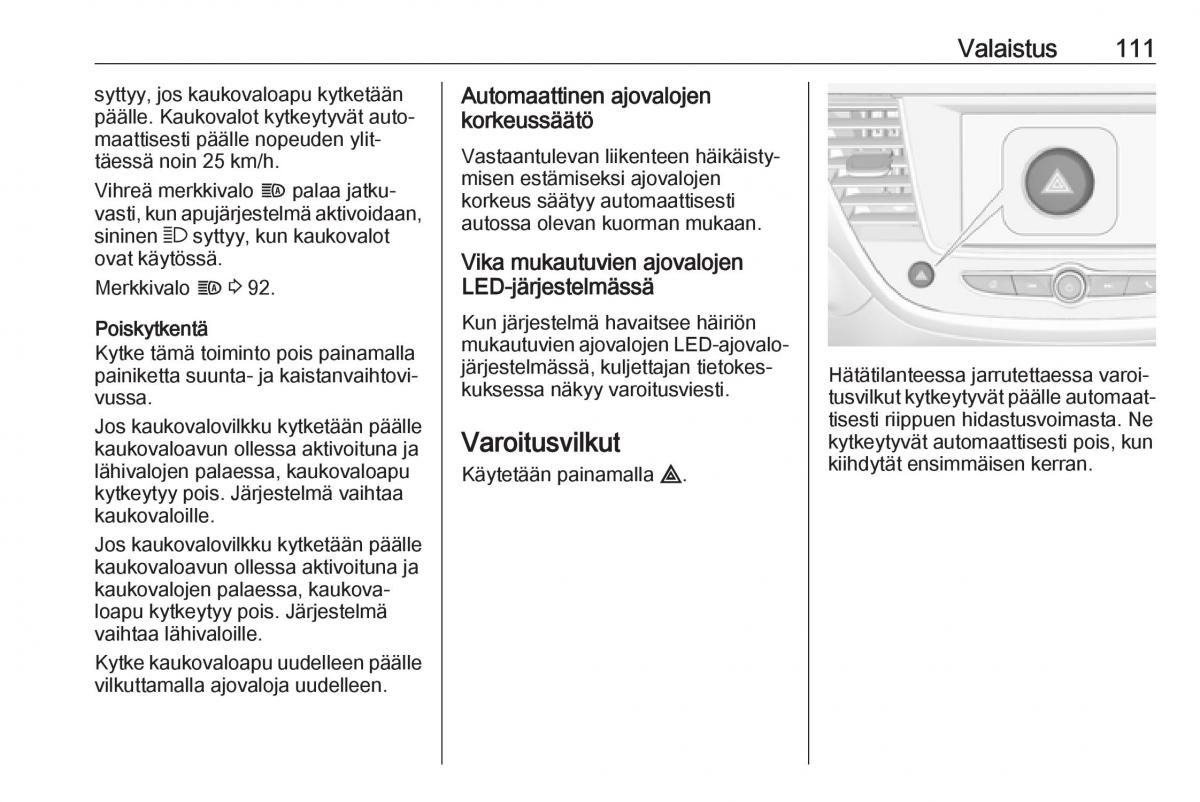 Opel Crossland X omistajan kasikirja / page 113