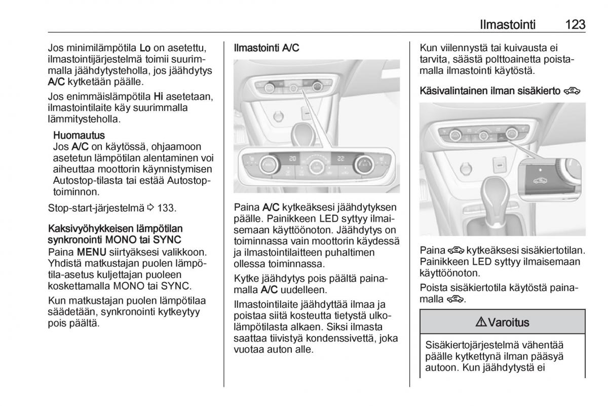 Opel Crossland X omistajan kasikirja / page 125