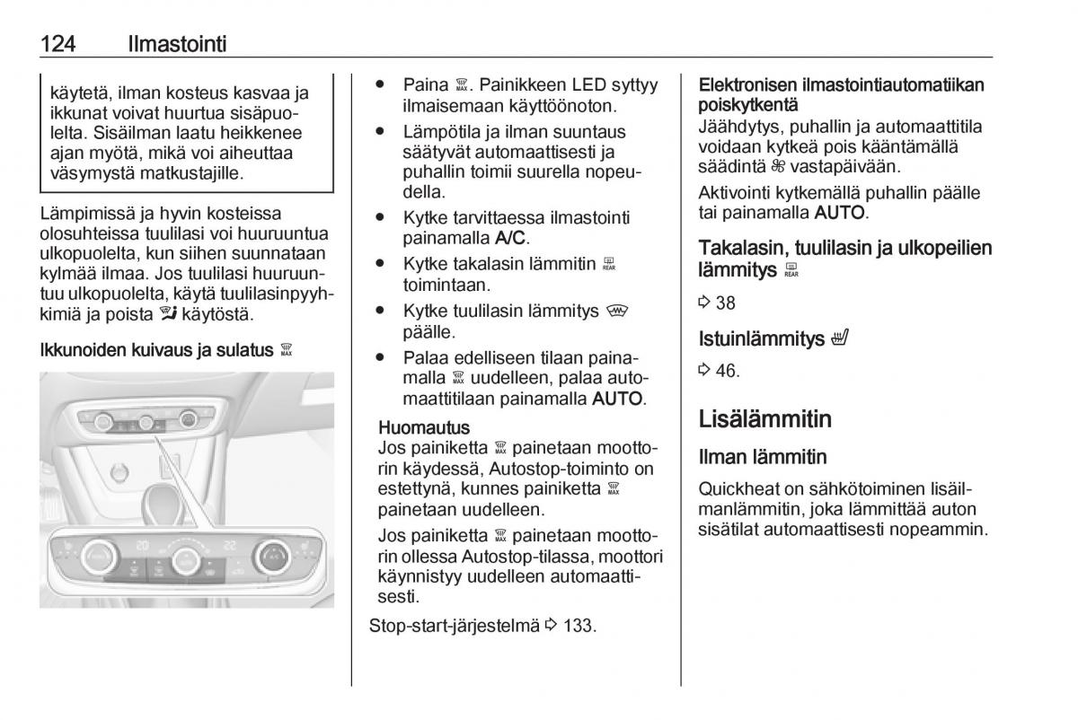 Opel Crossland X omistajan kasikirja / page 126