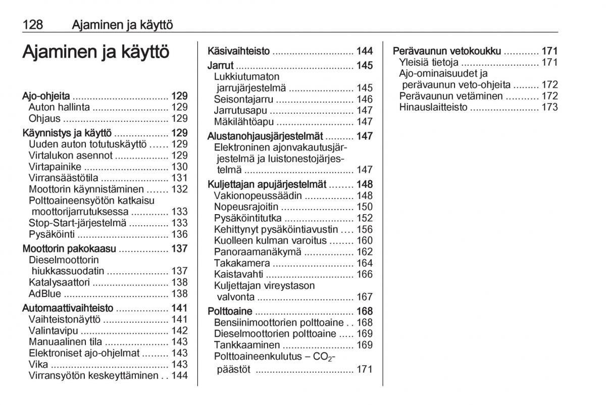 Opel Crossland X omistajan kasikirja / page 130