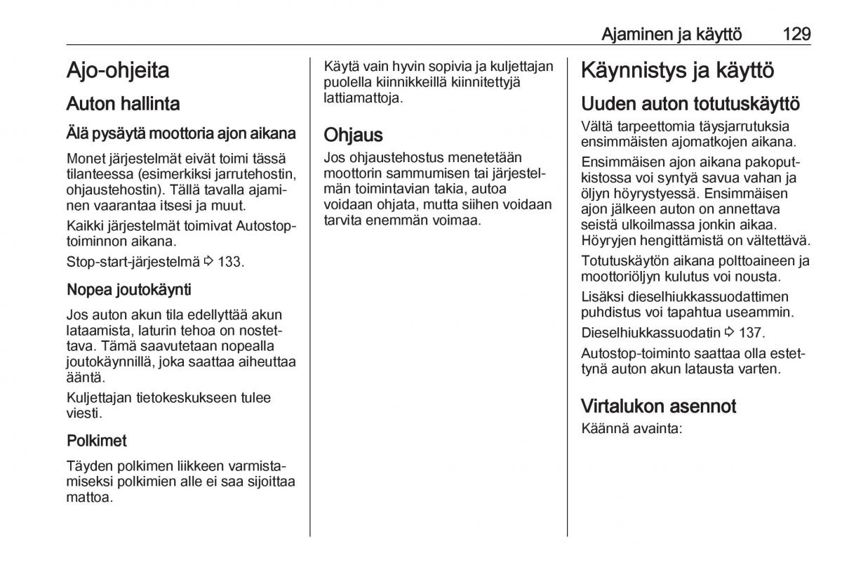 Opel Crossland X omistajan kasikirja / page 131