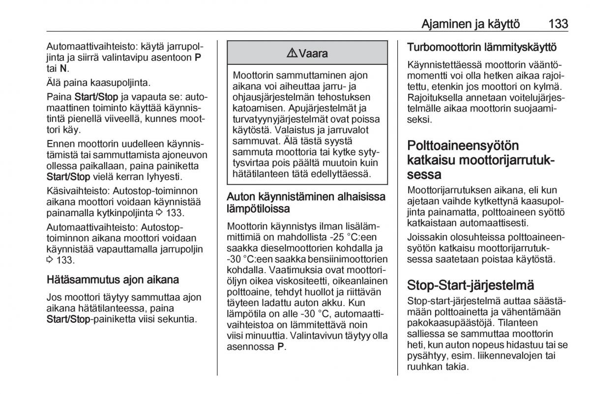 Opel Crossland X omistajan kasikirja / page 135