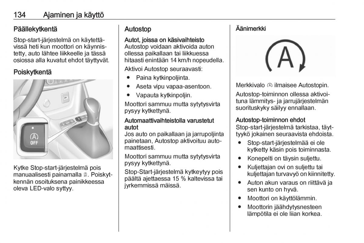 Opel Crossland X omistajan kasikirja / page 136