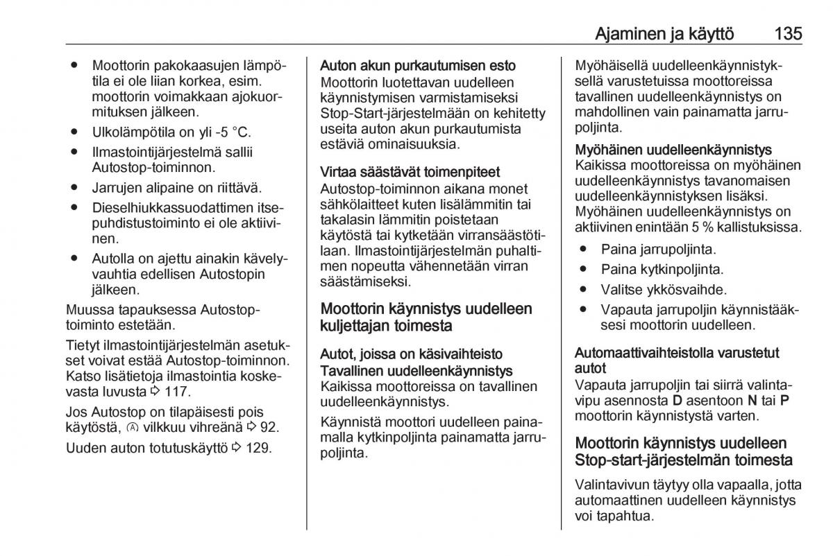 Opel Crossland X omistajan kasikirja / page 137