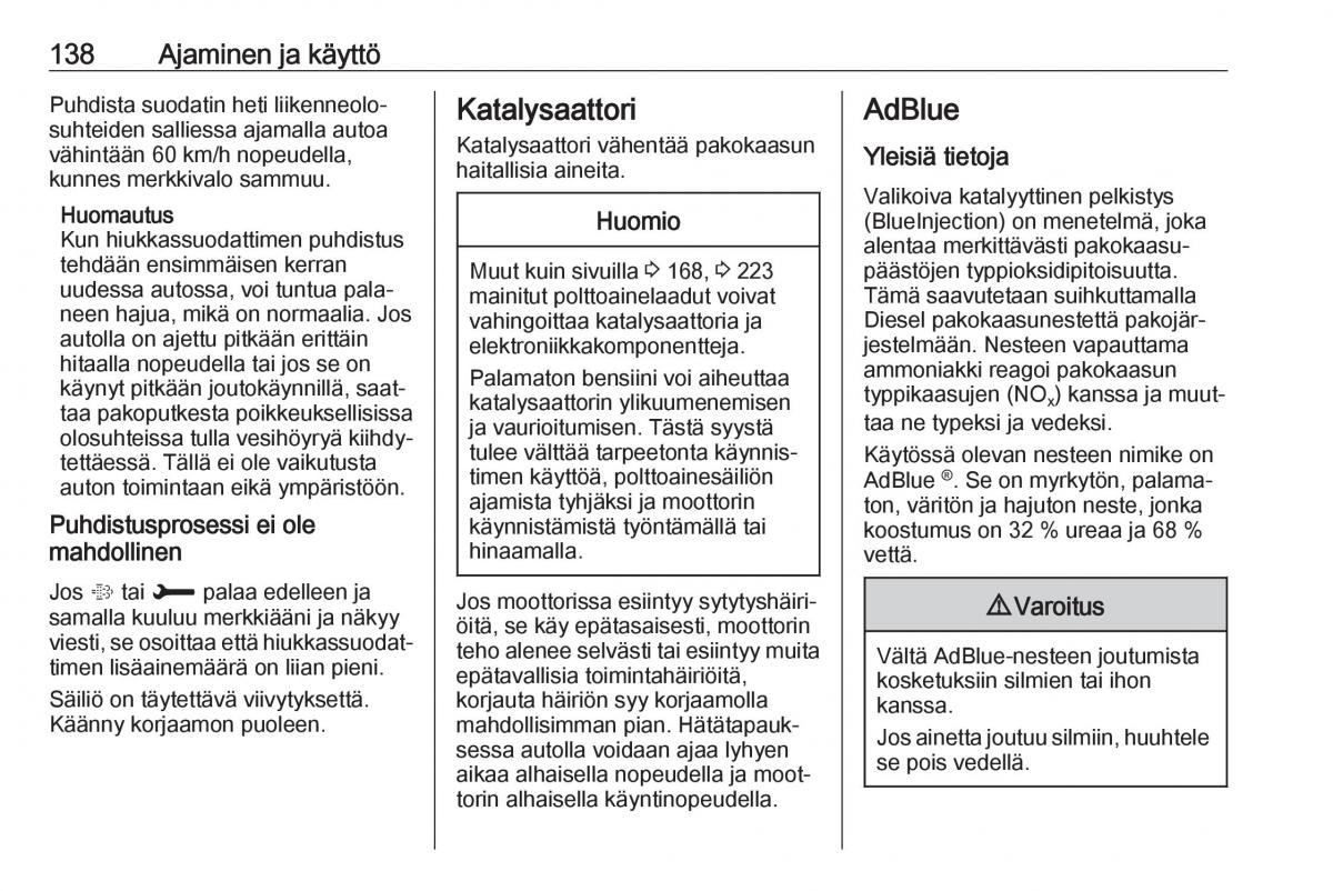 Opel Crossland X omistajan kasikirja / page 140