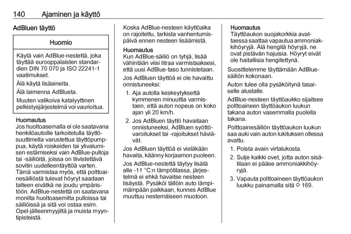 Opel Crossland X omistajan kasikirja / page 142