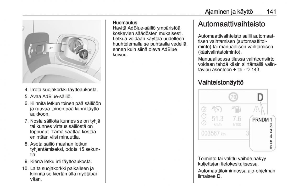 Opel Crossland X omistajan kasikirja / page 143