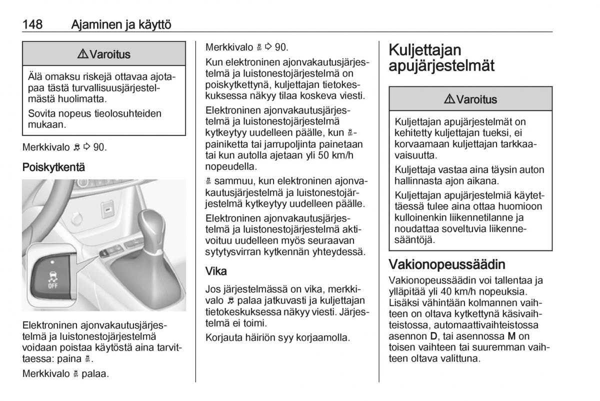 Opel Crossland X omistajan kasikirja / page 150