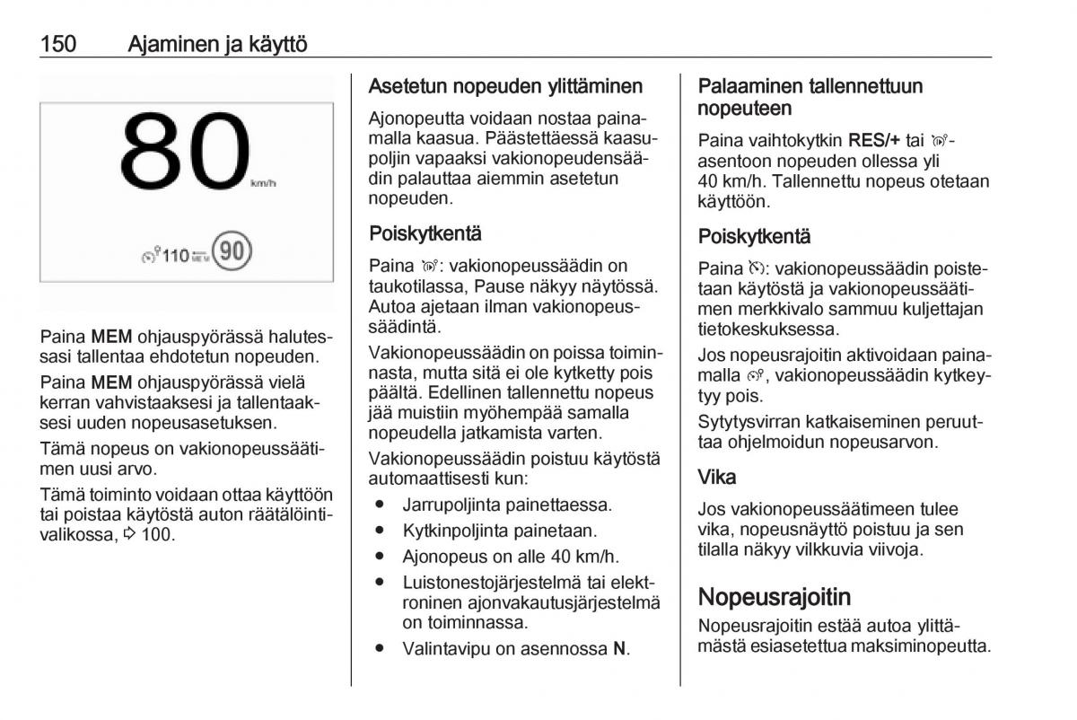 Opel Crossland X omistajan kasikirja / page 152