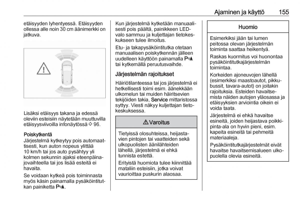 Opel Crossland X omistajan kasikirja / page 157