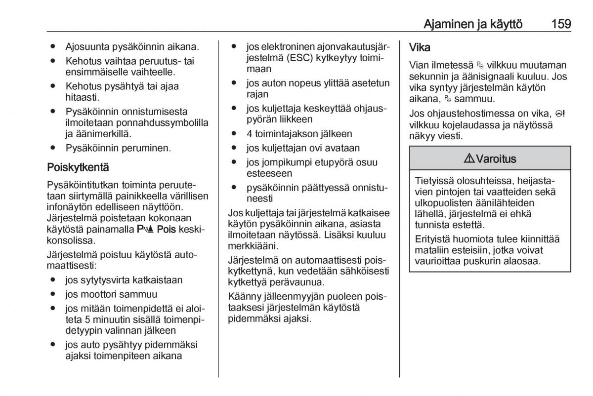 Opel Crossland X omistajan kasikirja / page 161