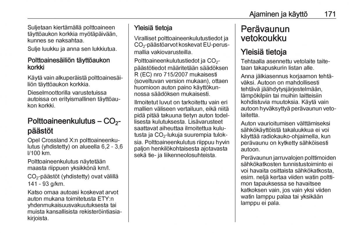 Opel Crossland X omistajan kasikirja / page 173