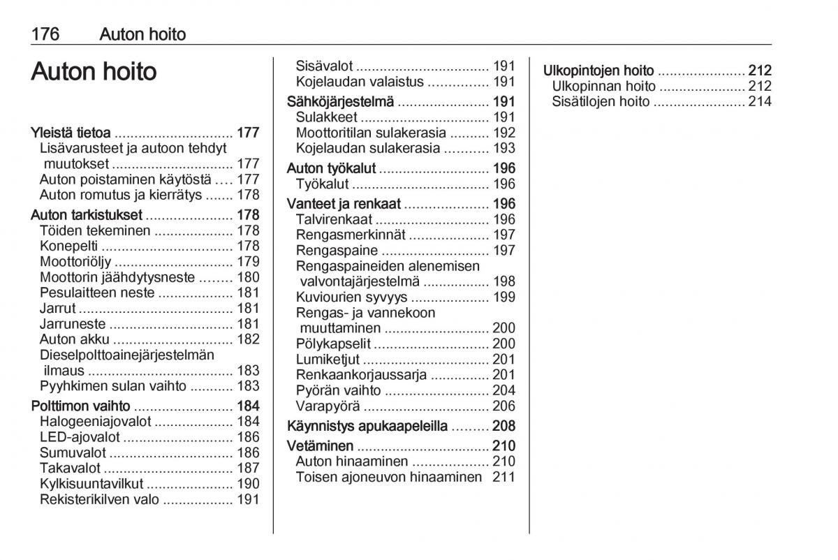 Opel Crossland X omistajan kasikirja / page 178