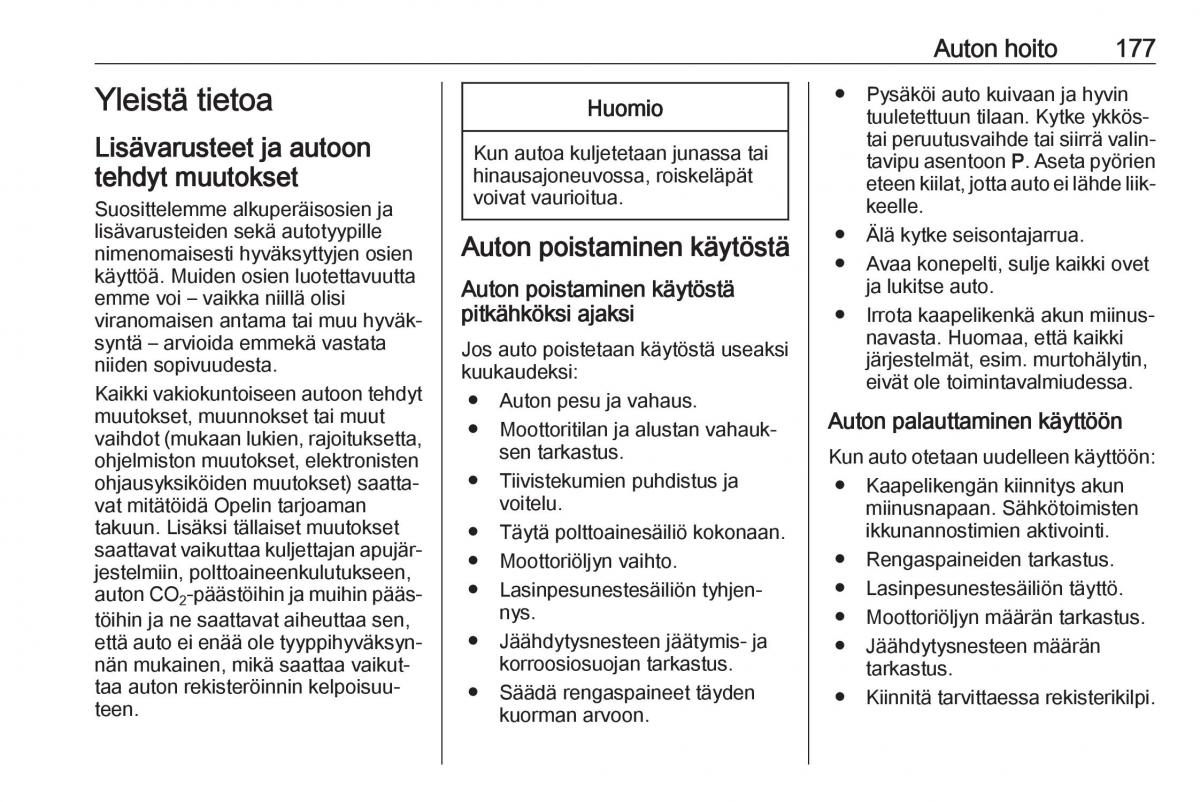 Opel Crossland X omistajan kasikirja / page 179