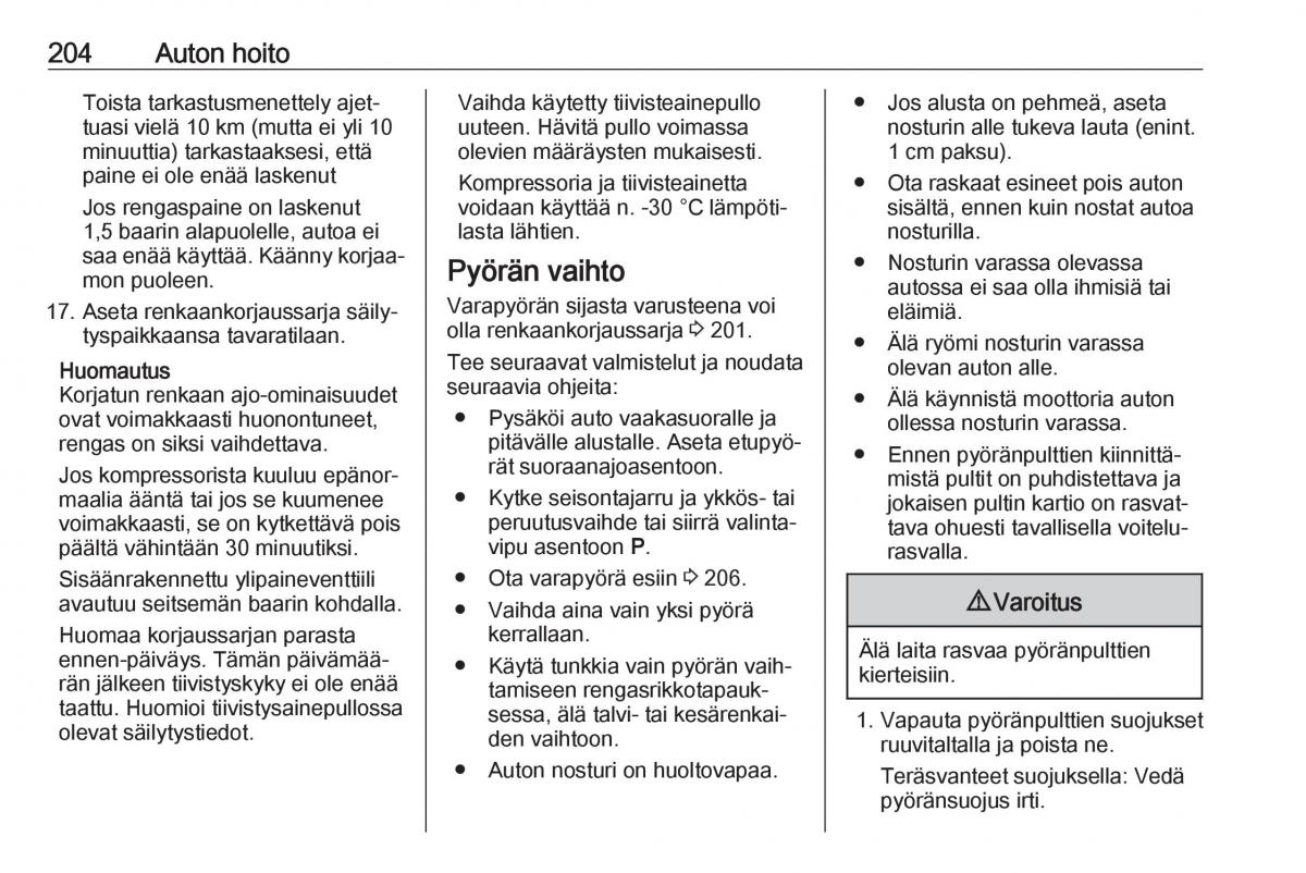 Opel Crossland X omistajan kasikirja / page 206