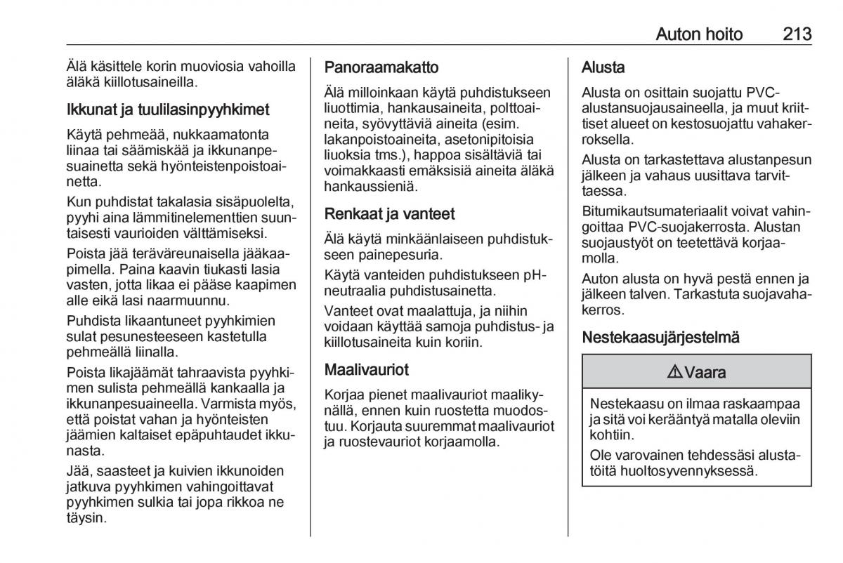 Opel Crossland X omistajan kasikirja / page 215