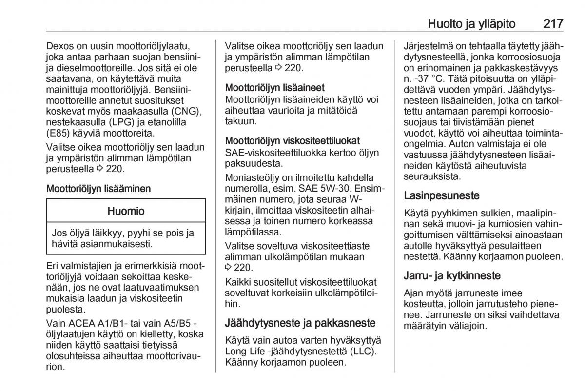 Opel Crossland X omistajan kasikirja / page 219