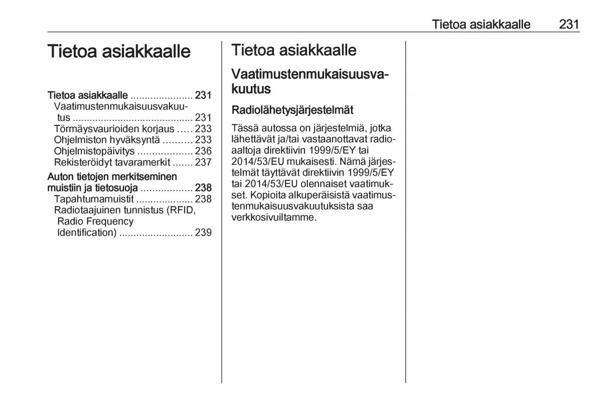 Opel Crossland X omistajan kasikirja / page 233