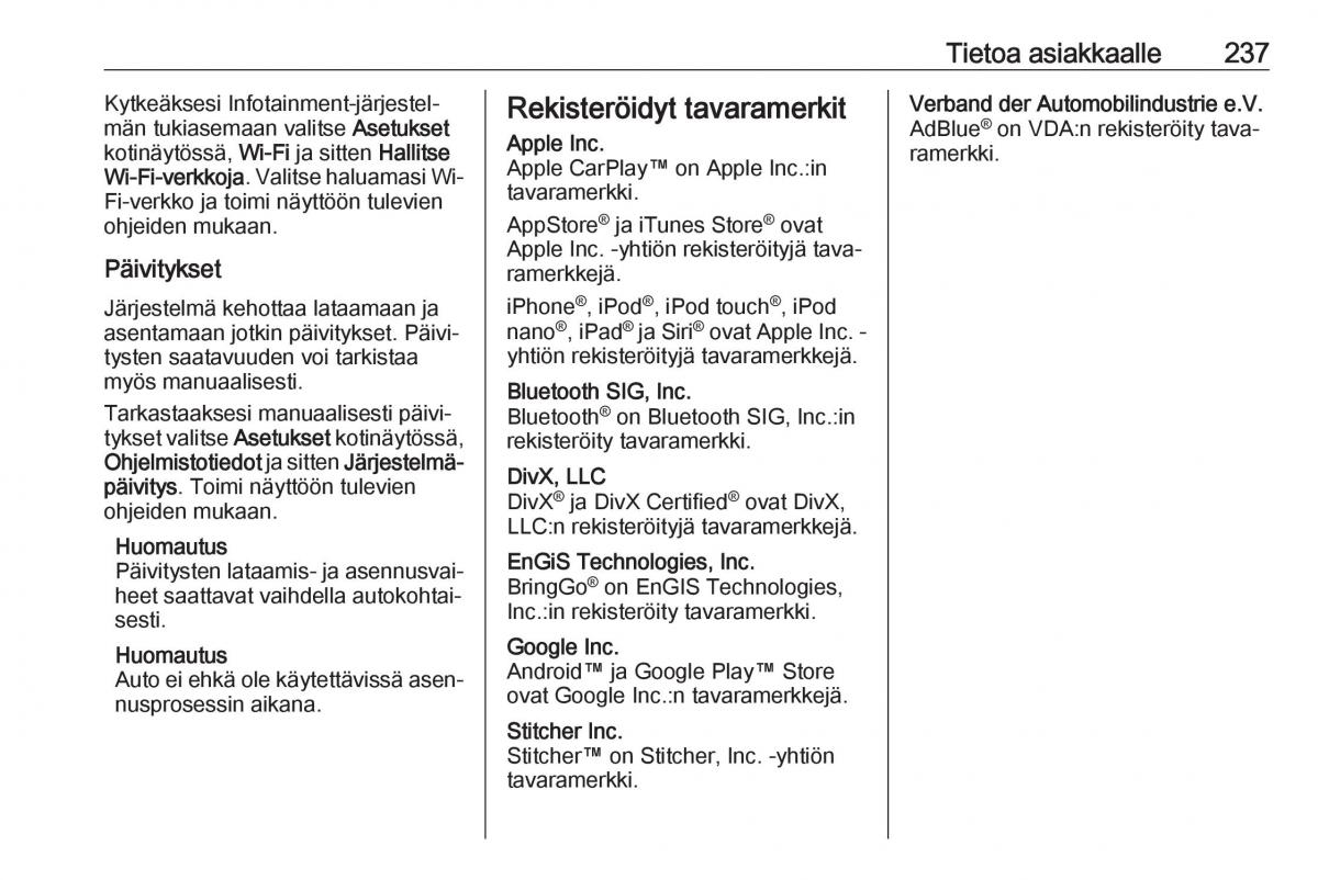 Opel Crossland X omistajan kasikirja / page 239