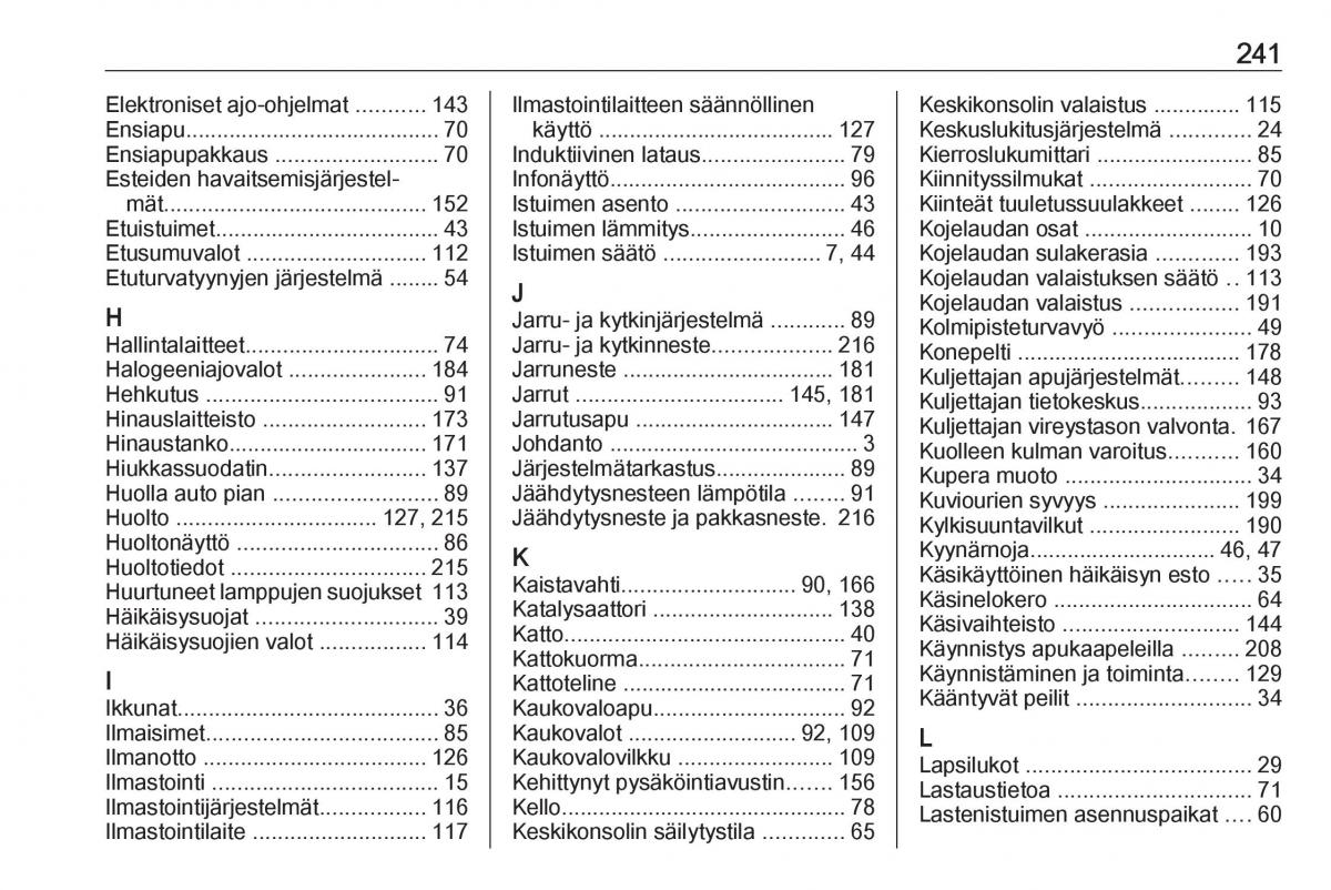 Opel Crossland X omistajan kasikirja / page 243