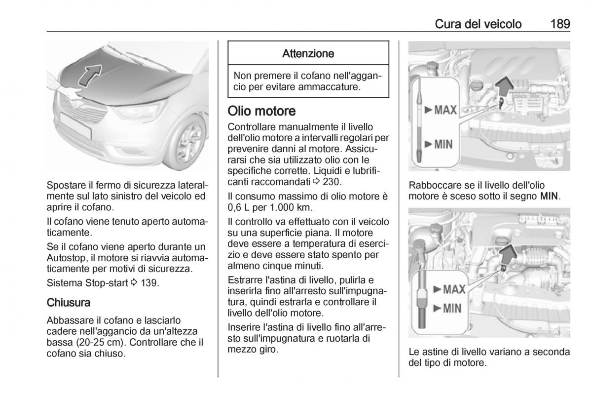 Opel Crossland X manuale del proprietario / page 191