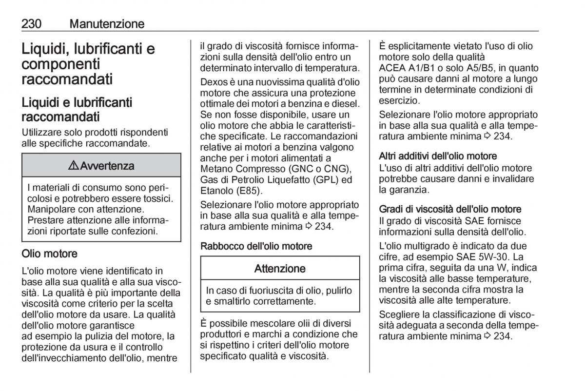 Opel Crossland X manuale del proprietario / page 232