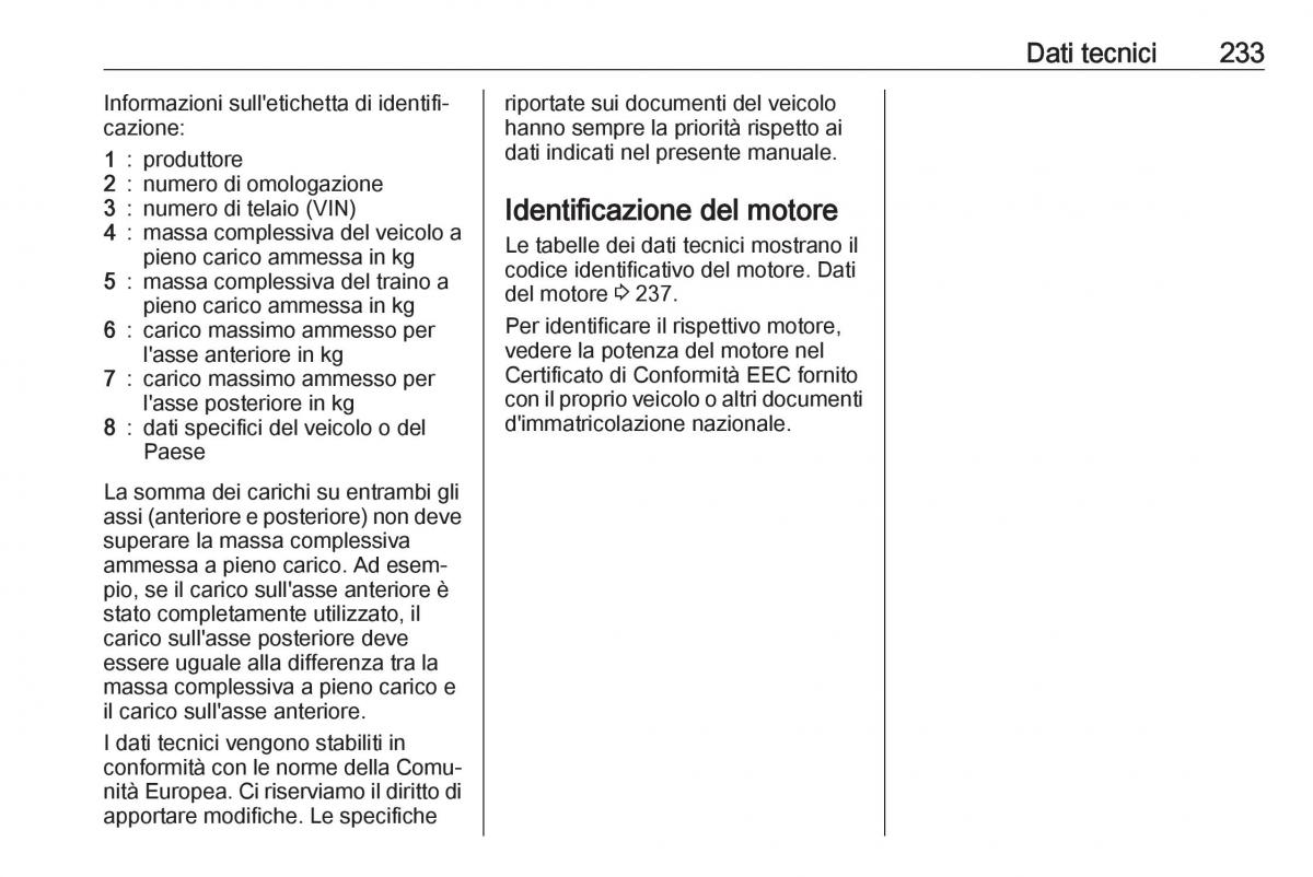 Opel Crossland X manuale del proprietario / page 235