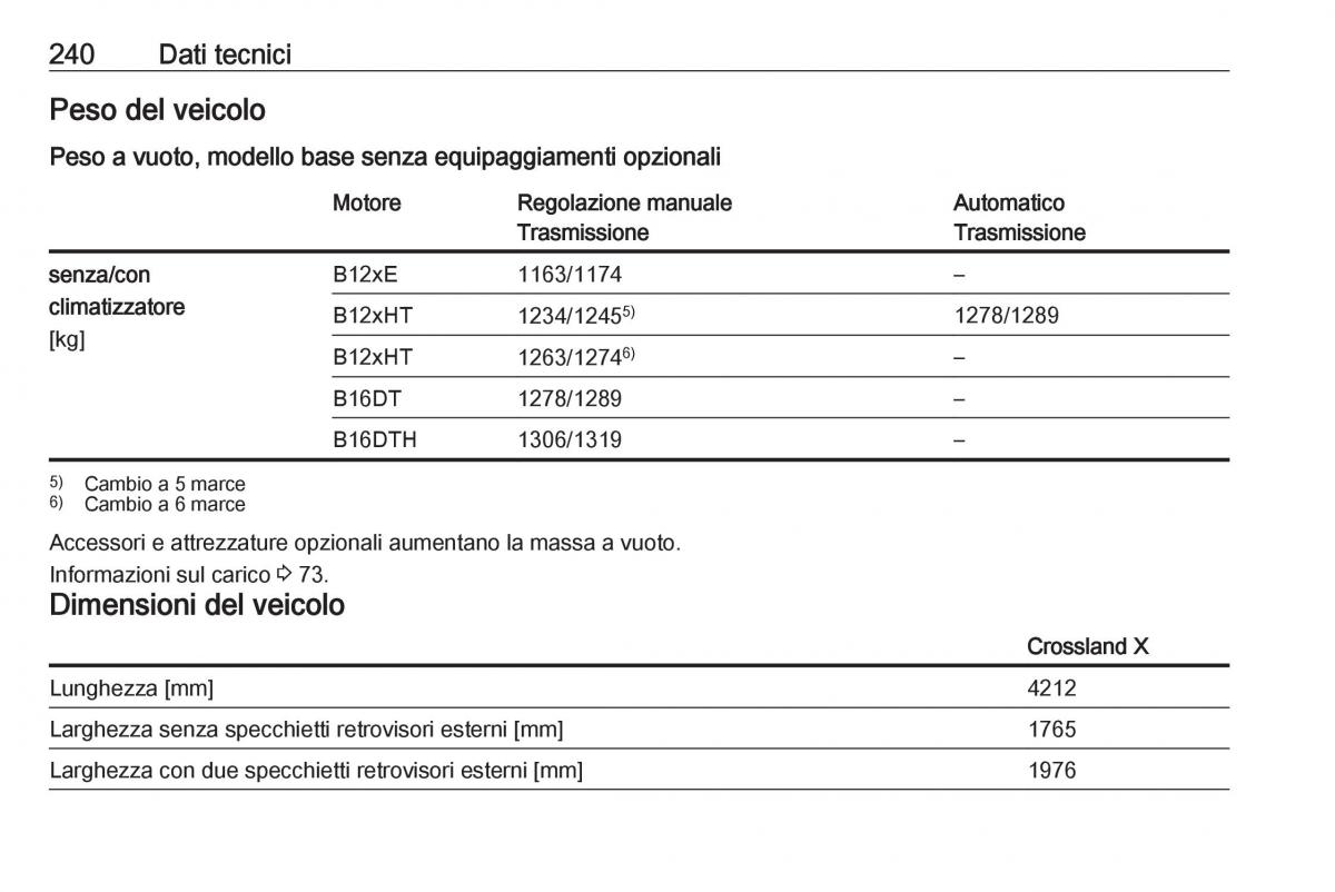 Opel Crossland X manuale del proprietario / page 242