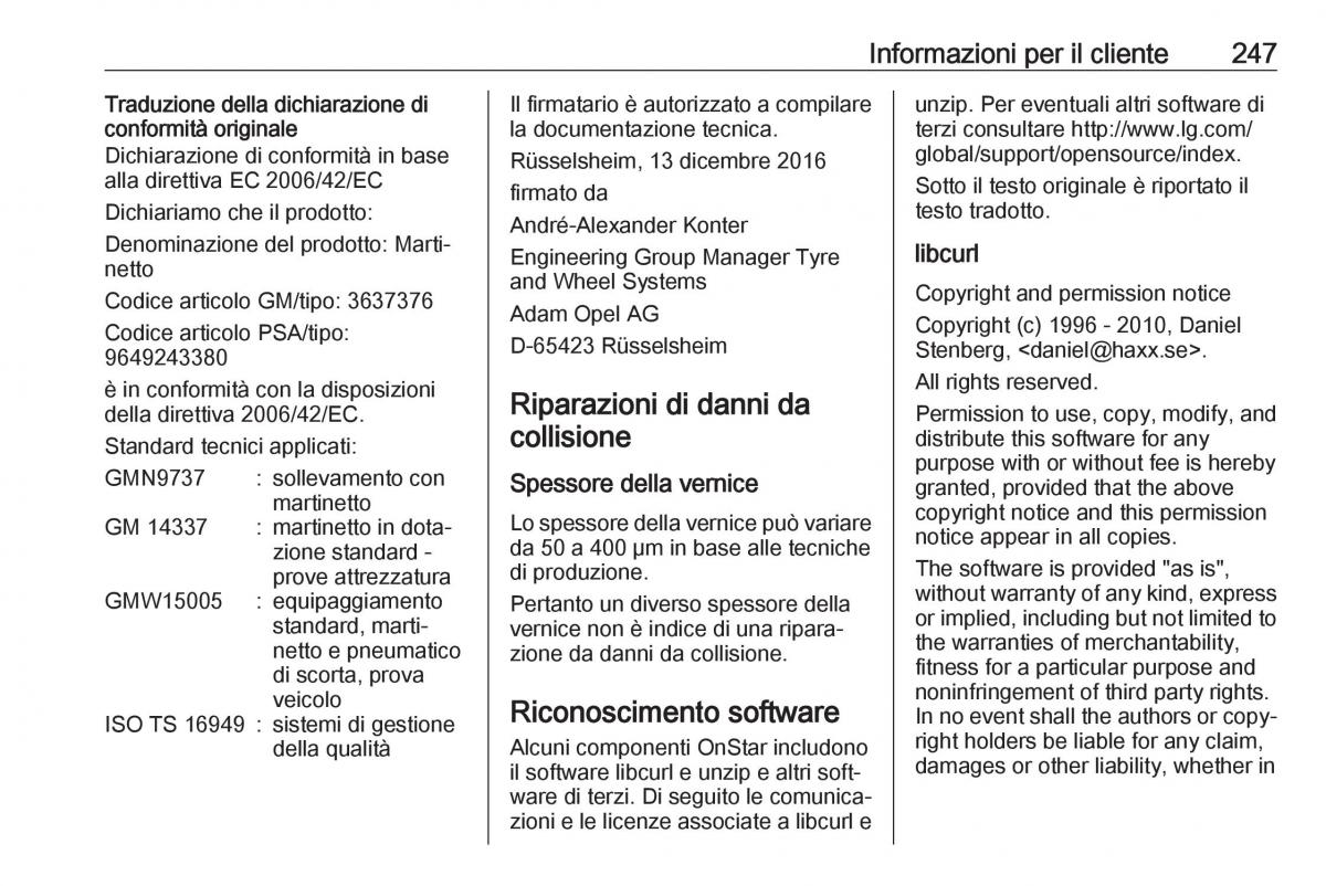 Opel Crossland X manuale del proprietario / page 249