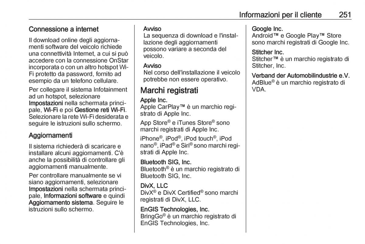 Opel Crossland X manuale del proprietario / page 253