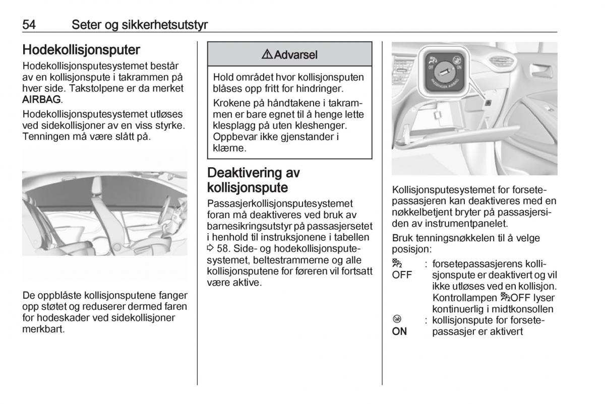 Opel Crossland X bruksanvisningen / page 56