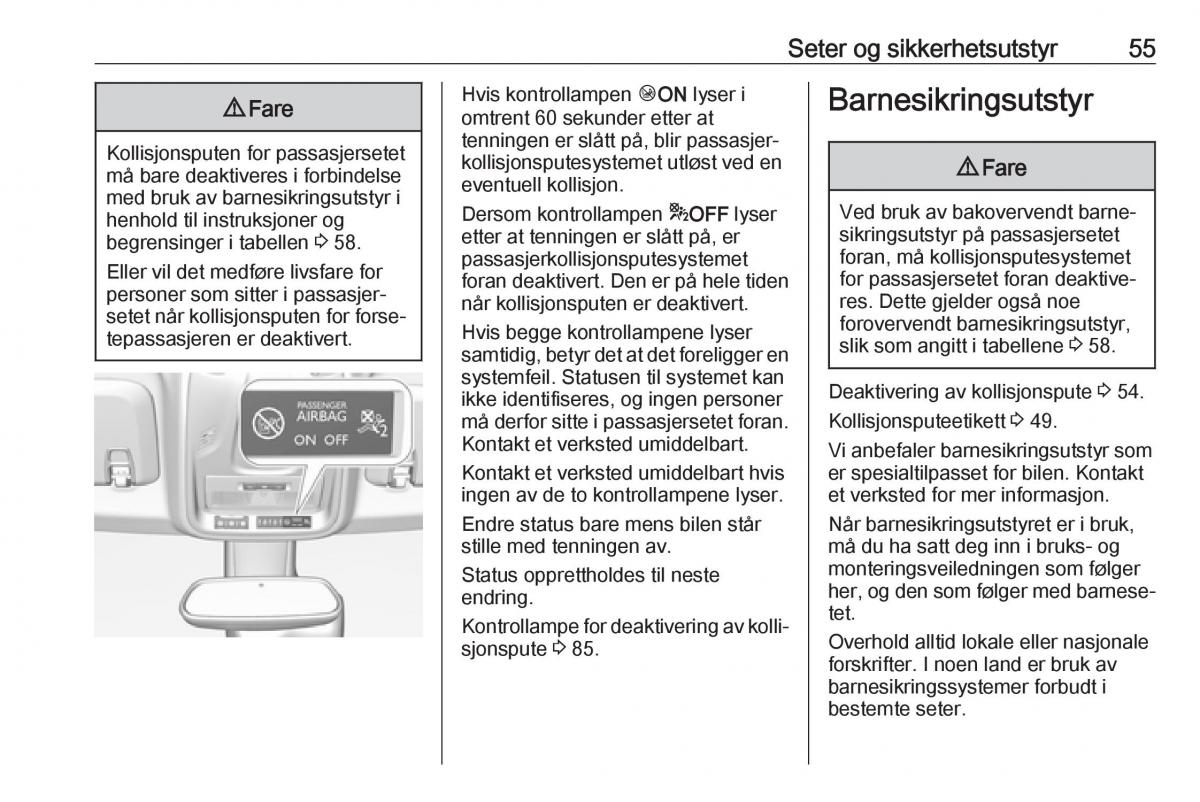 Opel Crossland X bruksanvisningen / page 57