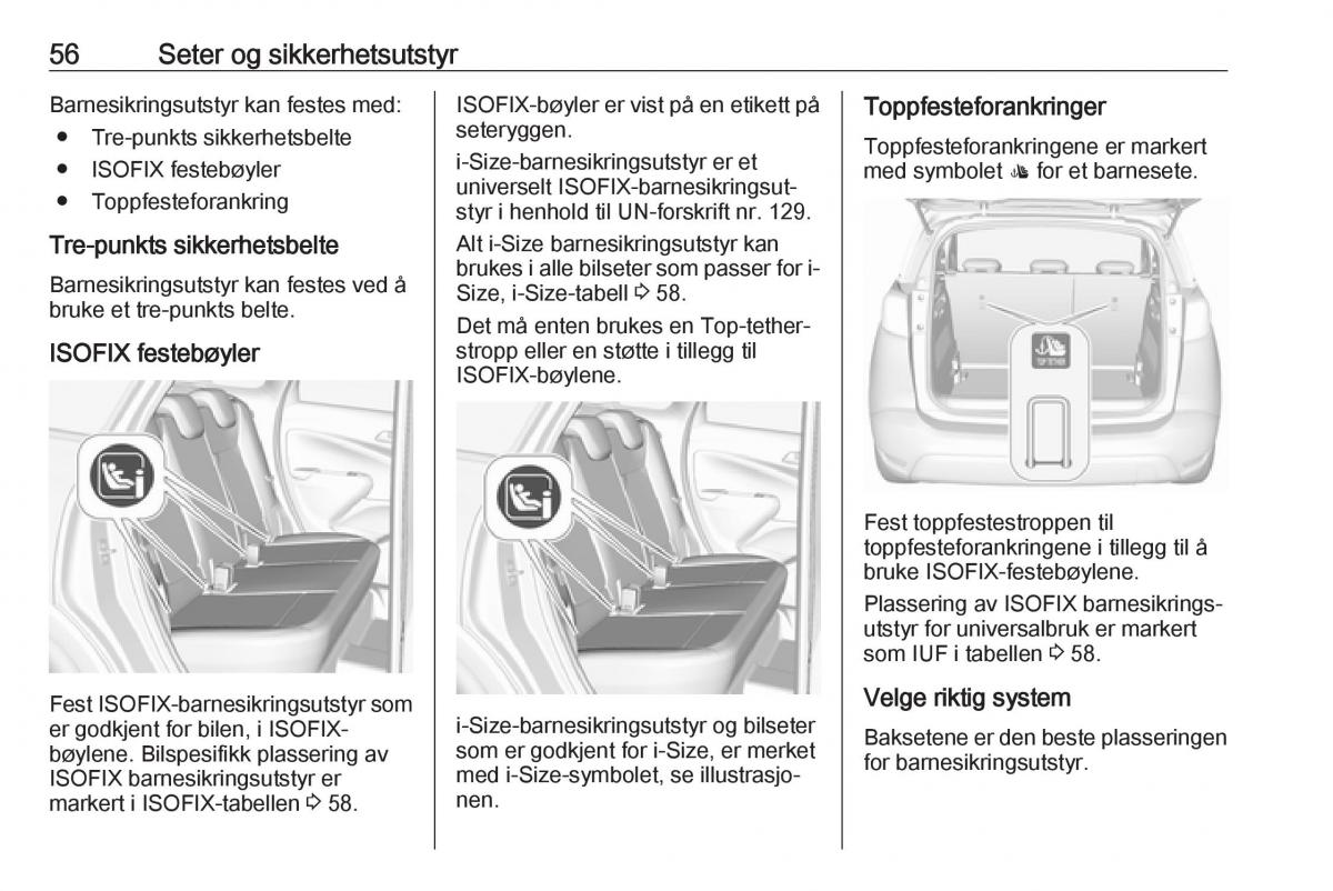 Opel Crossland X bruksanvisningen / page 58