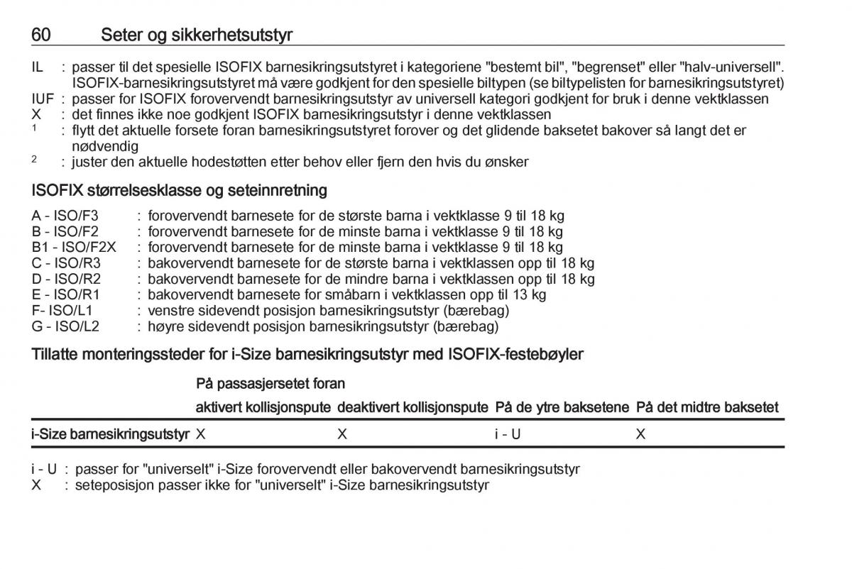 Opel Crossland X bruksanvisningen / page 62