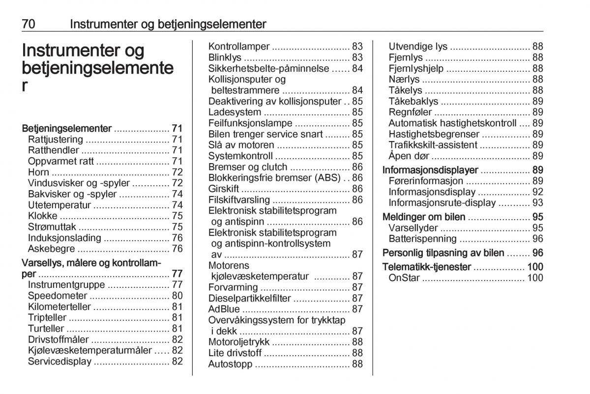 Opel Crossland X bruksanvisningen / page 72