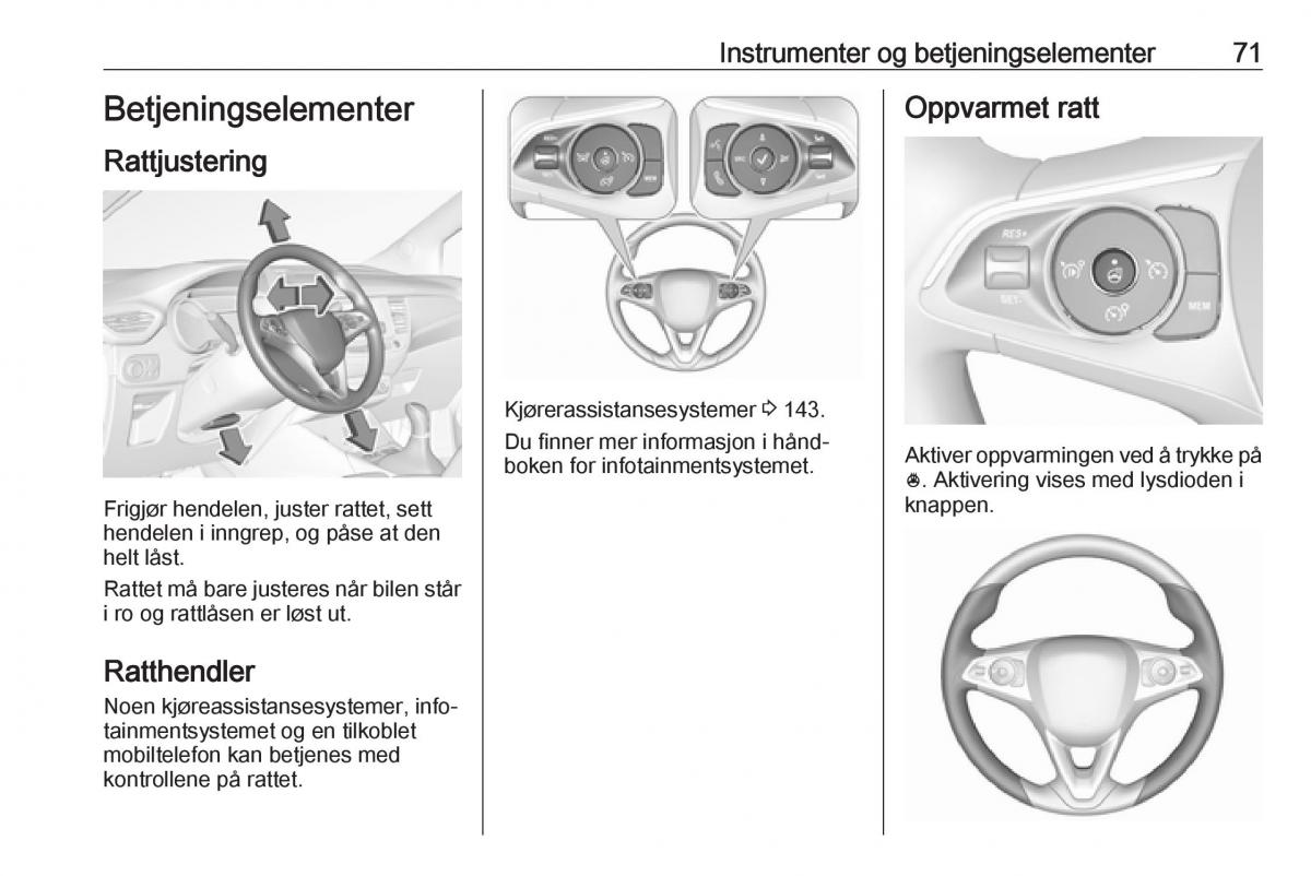 Opel Crossland X bruksanvisningen / page 73