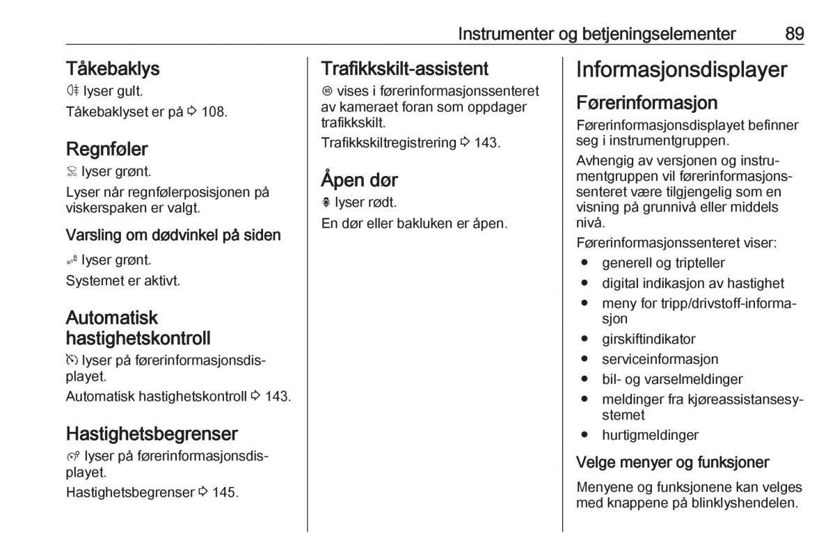 Opel Crossland X bruksanvisningen / page 91