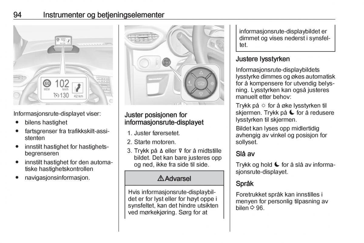 Opel Crossland X bruksanvisningen / page 96